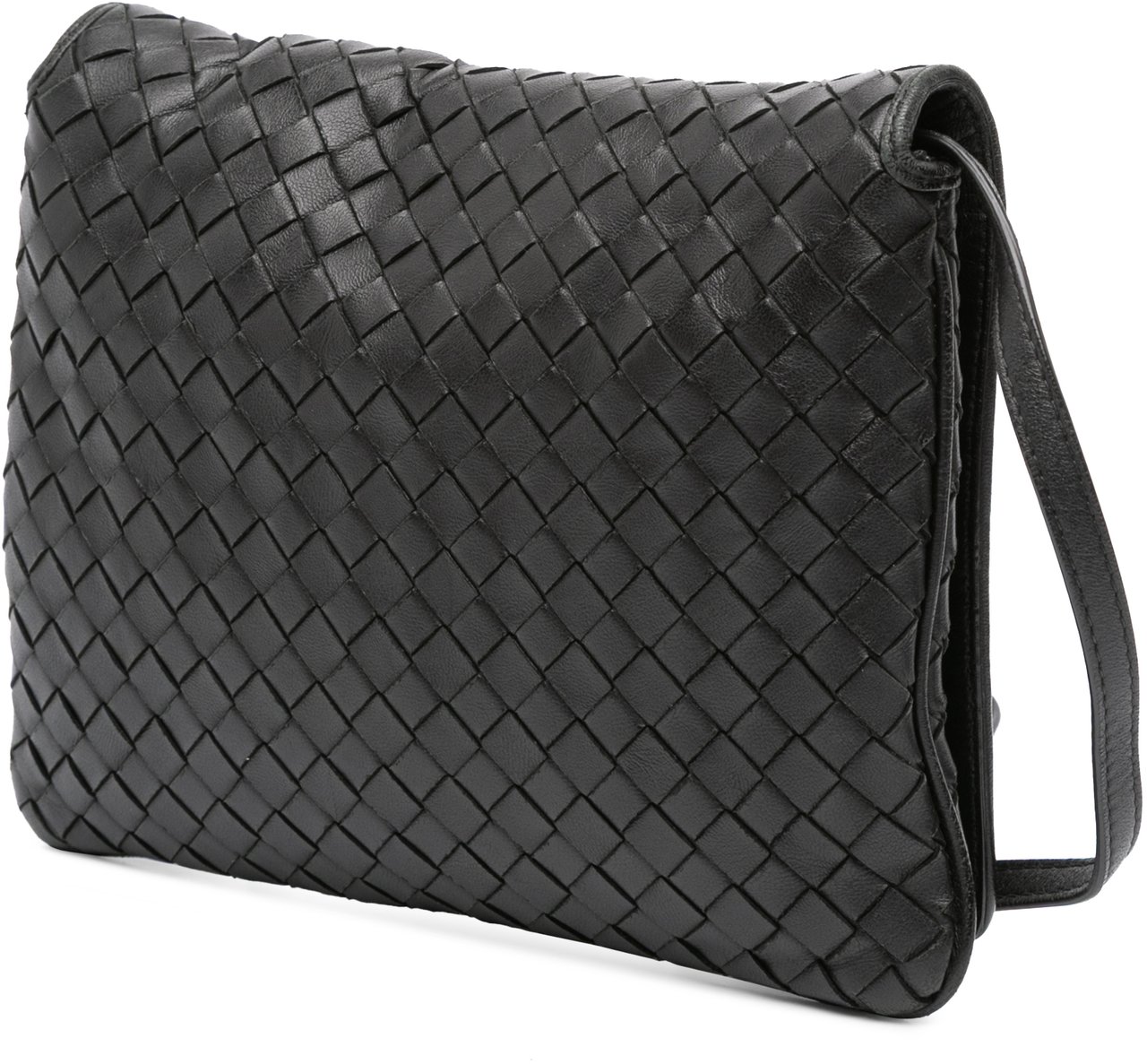 Bottega Veneta Nappa Intrecciato Flap Crossbody Zwart