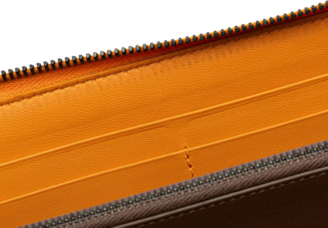Bottega Veneta Leather Intrecciato Zip Around Wallet Oranje