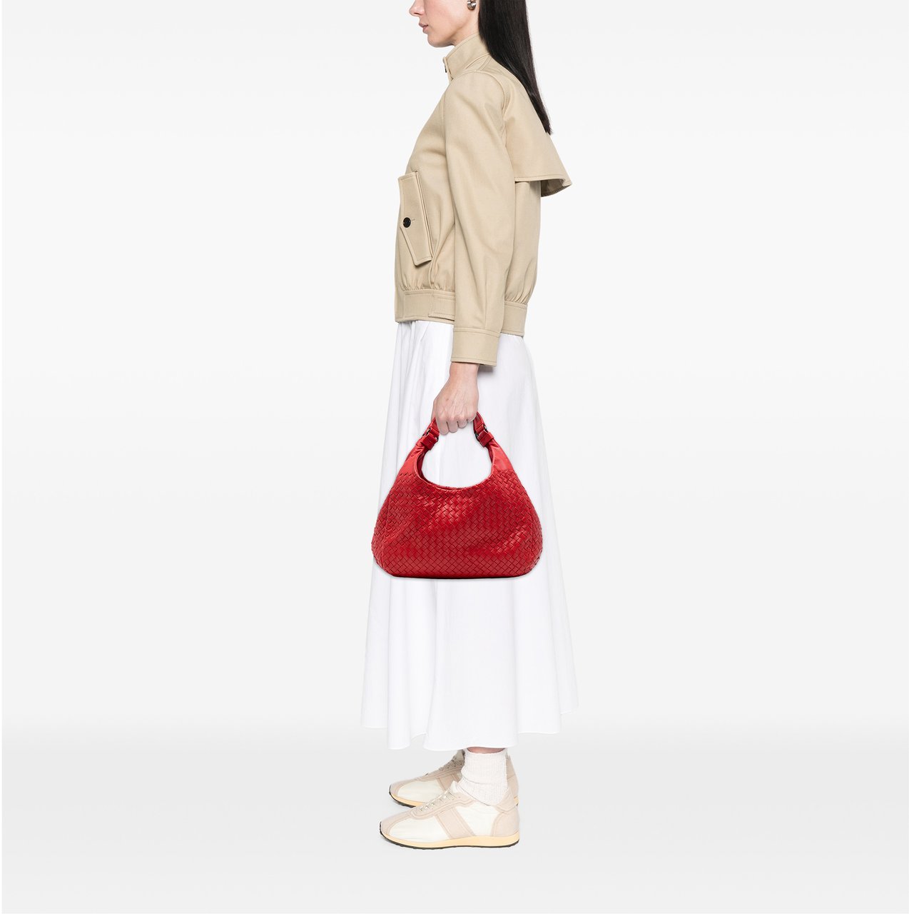 Bottega Veneta Small Nappa Intrecciato Campana Hobo Rood