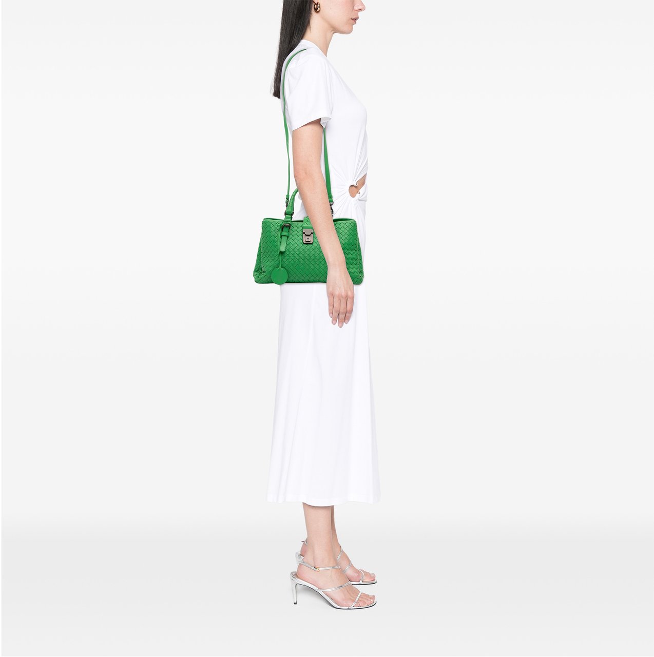 Bottega Veneta Small Nappa Intrecciato Roma Satchel Groen