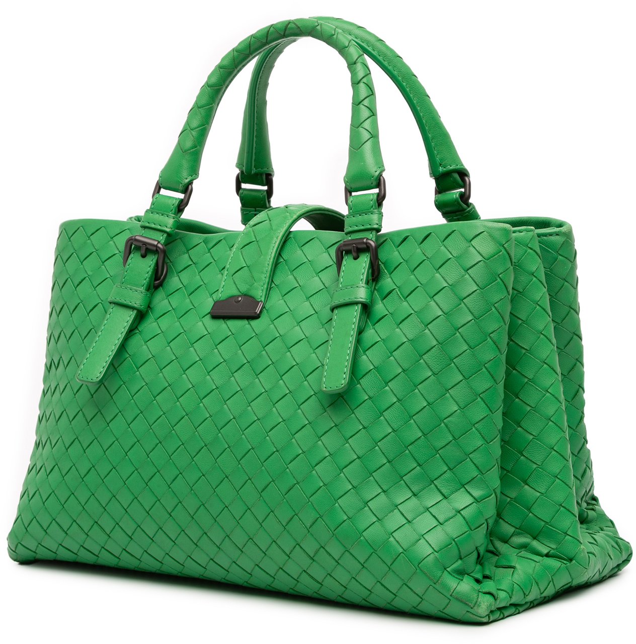 Bottega Veneta Small Nappa Intrecciato Roma Satchel Groen