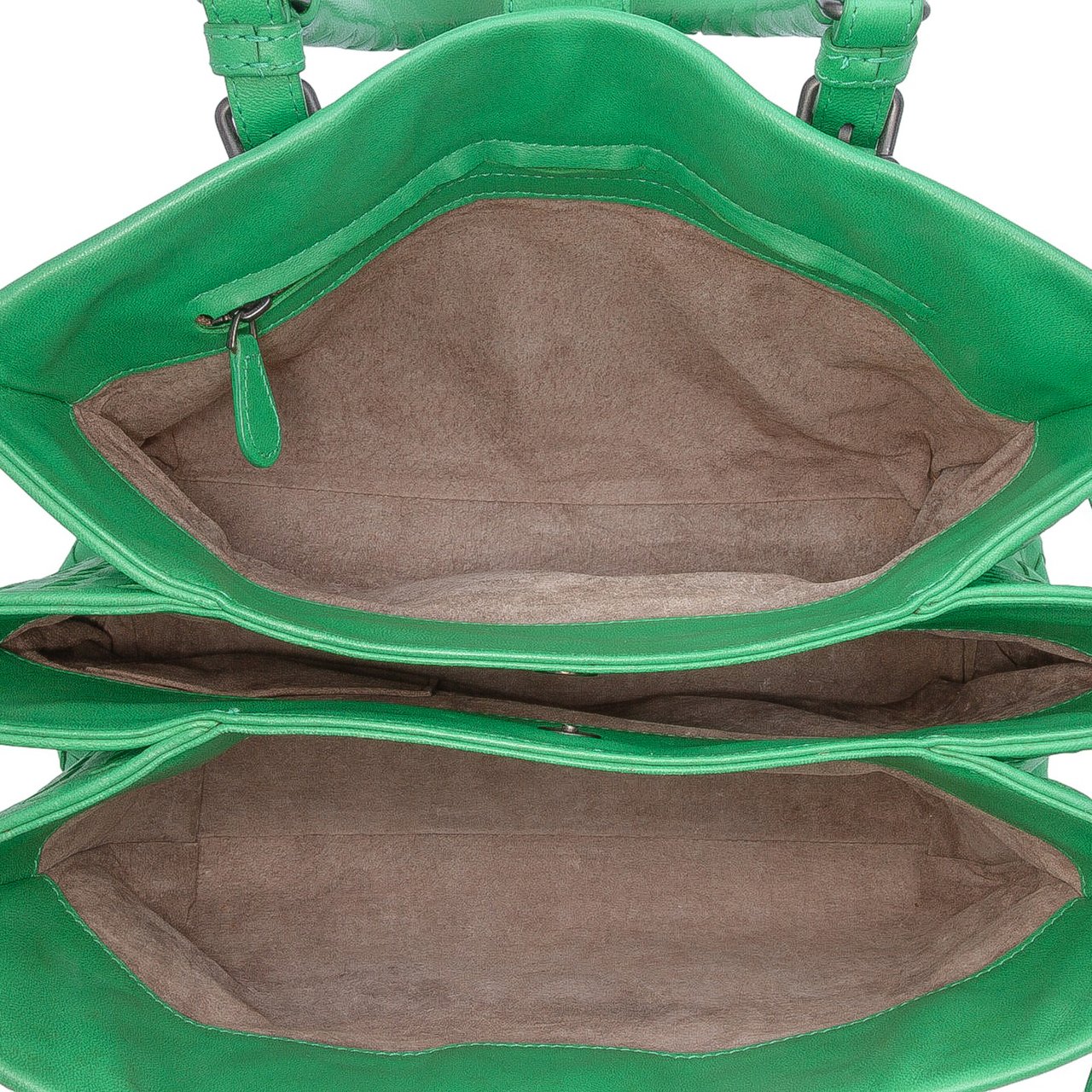 Bottega Veneta Small Nappa Intrecciato Roma Satchel Groen