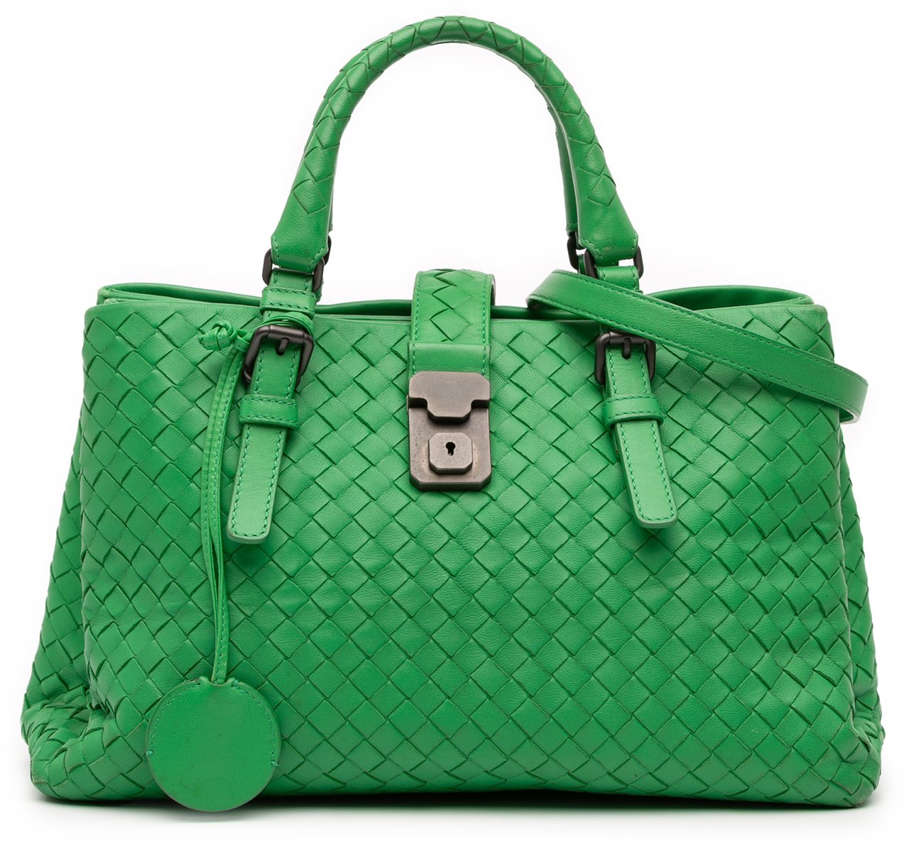 Bottega Veneta Small Nappa Intrecciato Roma Satchel Groen