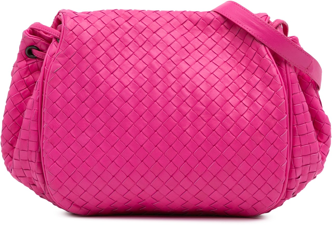 Bottega Veneta Nappa Intrecciato Flap Crossbody Roze