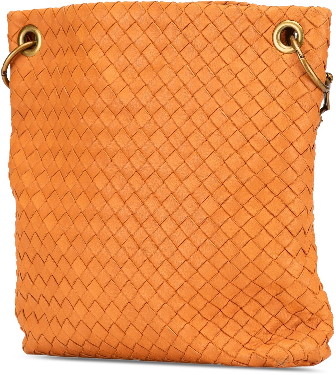 Bottega Veneta Leather Intrecciato Crossbody Oranje