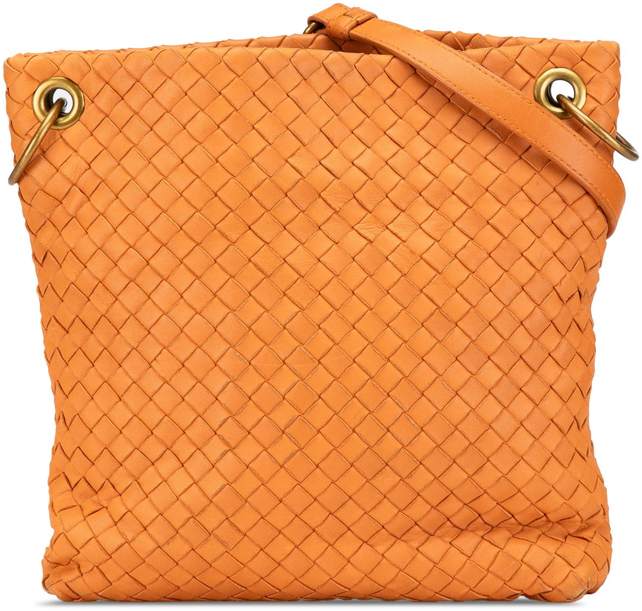Bottega Veneta Leather Intrecciato Crossbody Oranje