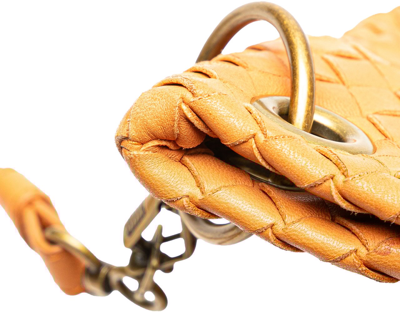 Bottega Veneta Leather Intrecciato Crossbody Oranje