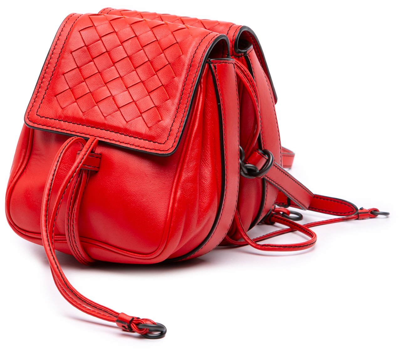 Bottega Veneta Nappa Intrecciato Double Sided Flap Crossbody Rood