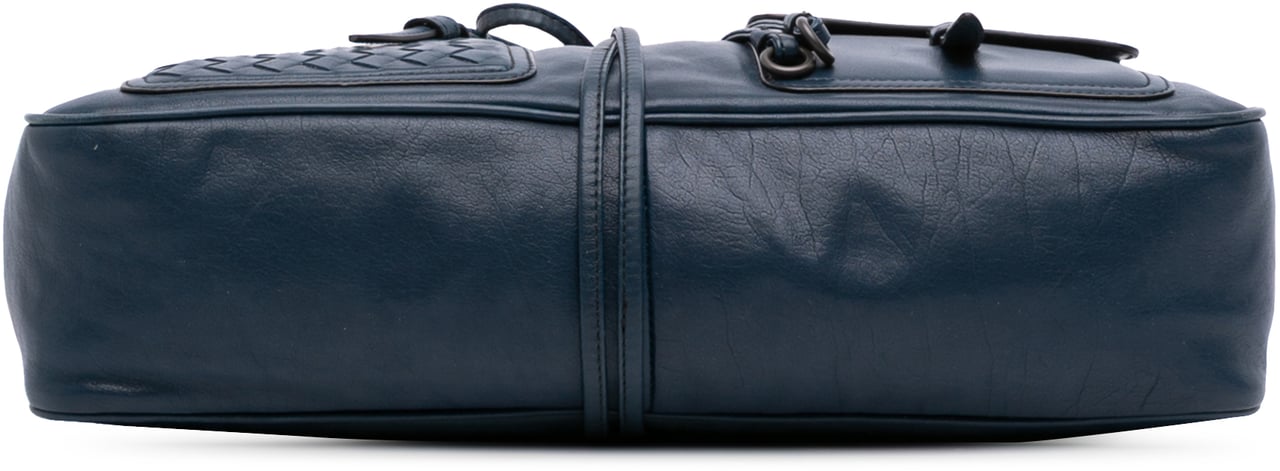 Bottega Veneta Intrecciato Trimmed Nappa Crossbody Blauw