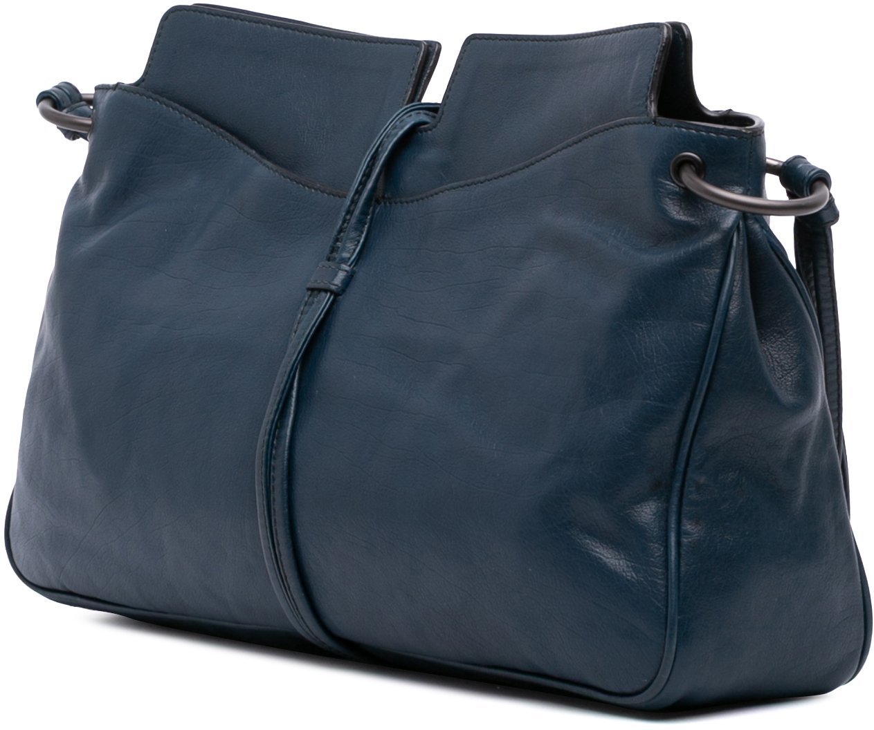 Bottega Veneta Intrecciato Trimmed Nappa Crossbody Blauw