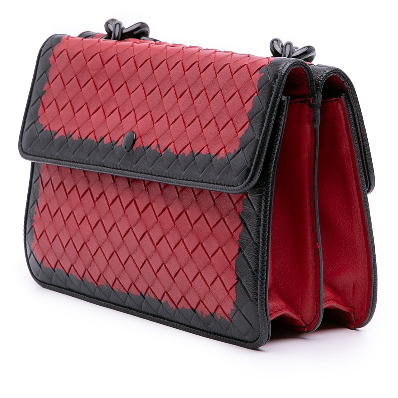 Bottega Veneta Nappa Intrecciato Glass Shoulder Bag Rood