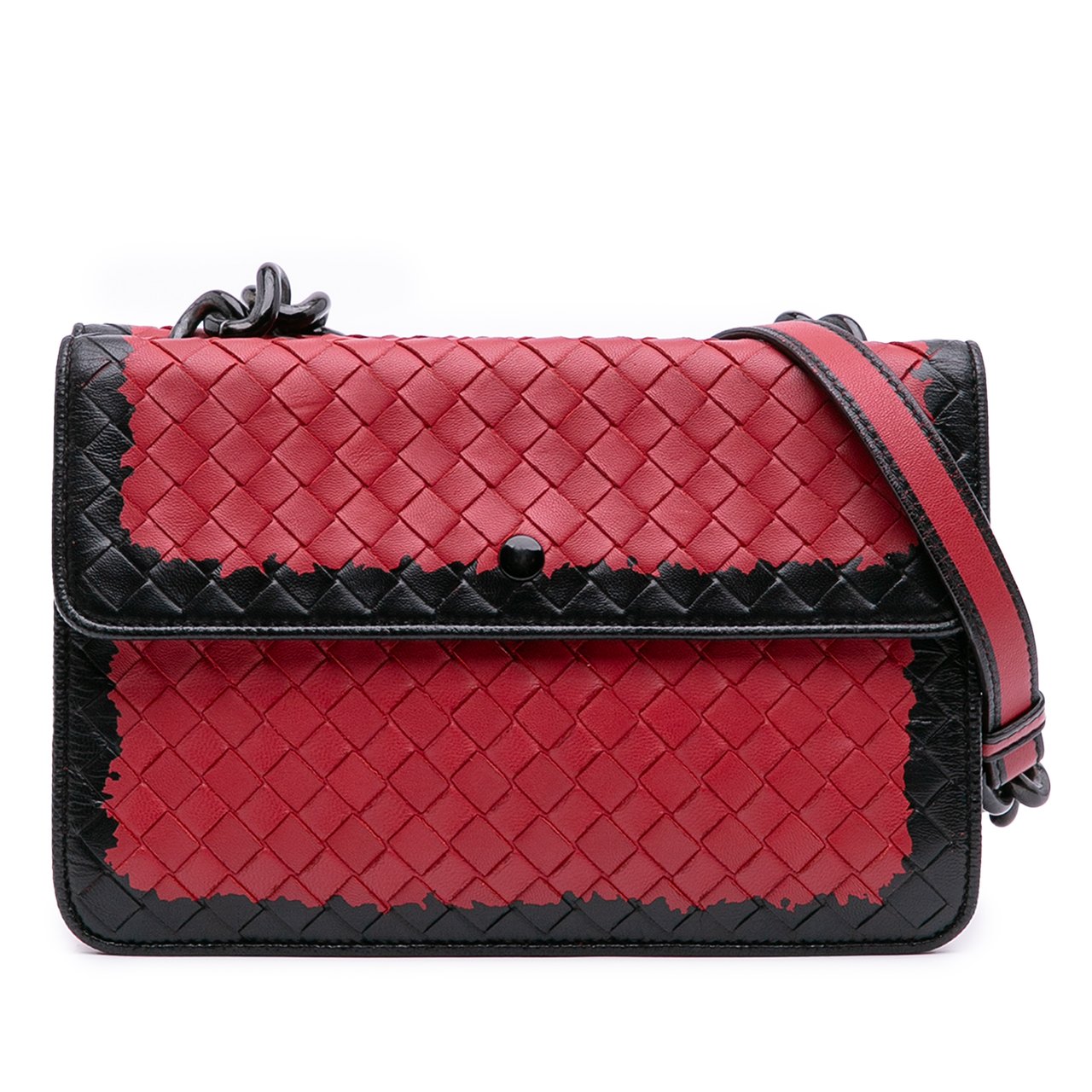 Bottega Veneta Nappa Intrecciato Glass Shoulder Bag Rood
