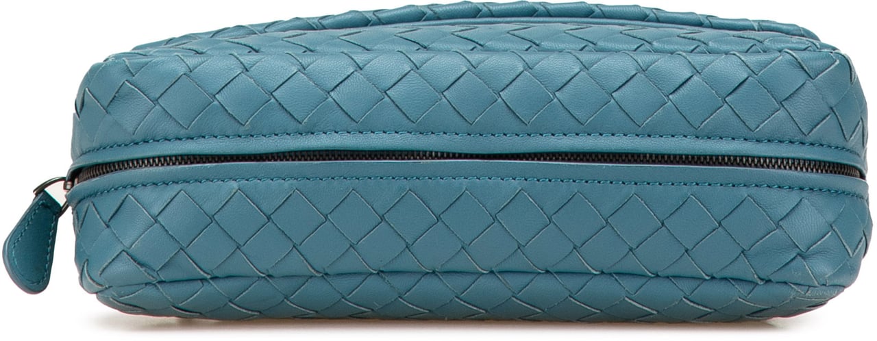 Bottega Veneta Mini Nappa Intrecciato Expandable Chain Crossbody Blauw
