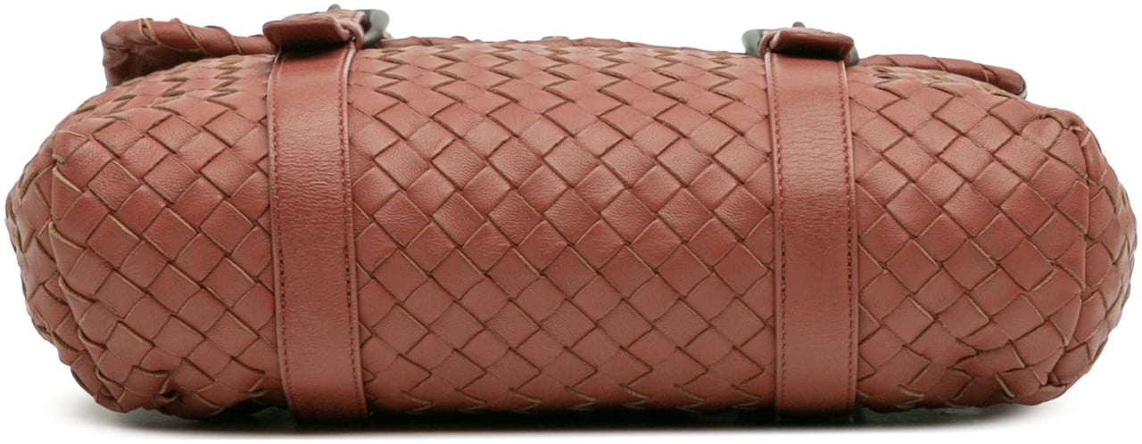 Bottega Veneta Nappa Intrecciato Flap Satchel Rood