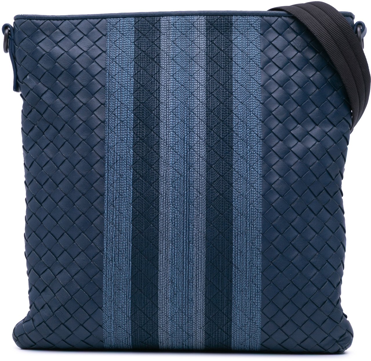 Bottega Veneta Leather Intrecciato Crossbody Blauw