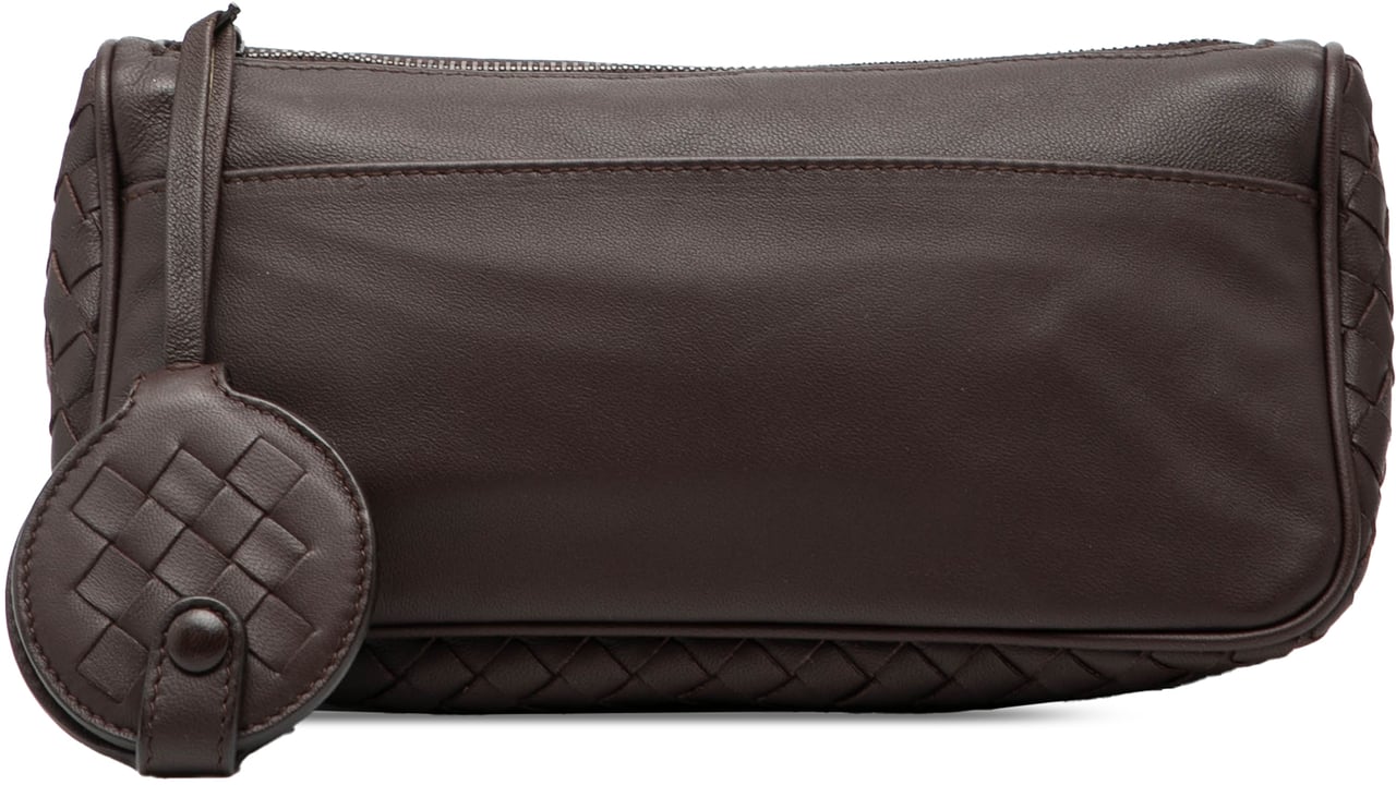 Bottega Veneta Intrecciato Trimmed Nappa Zipped Pouch Bruin
