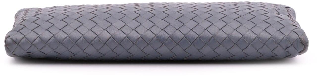 Bottega Veneta Nappa Intrecciato Double Zip Clutch Blauw