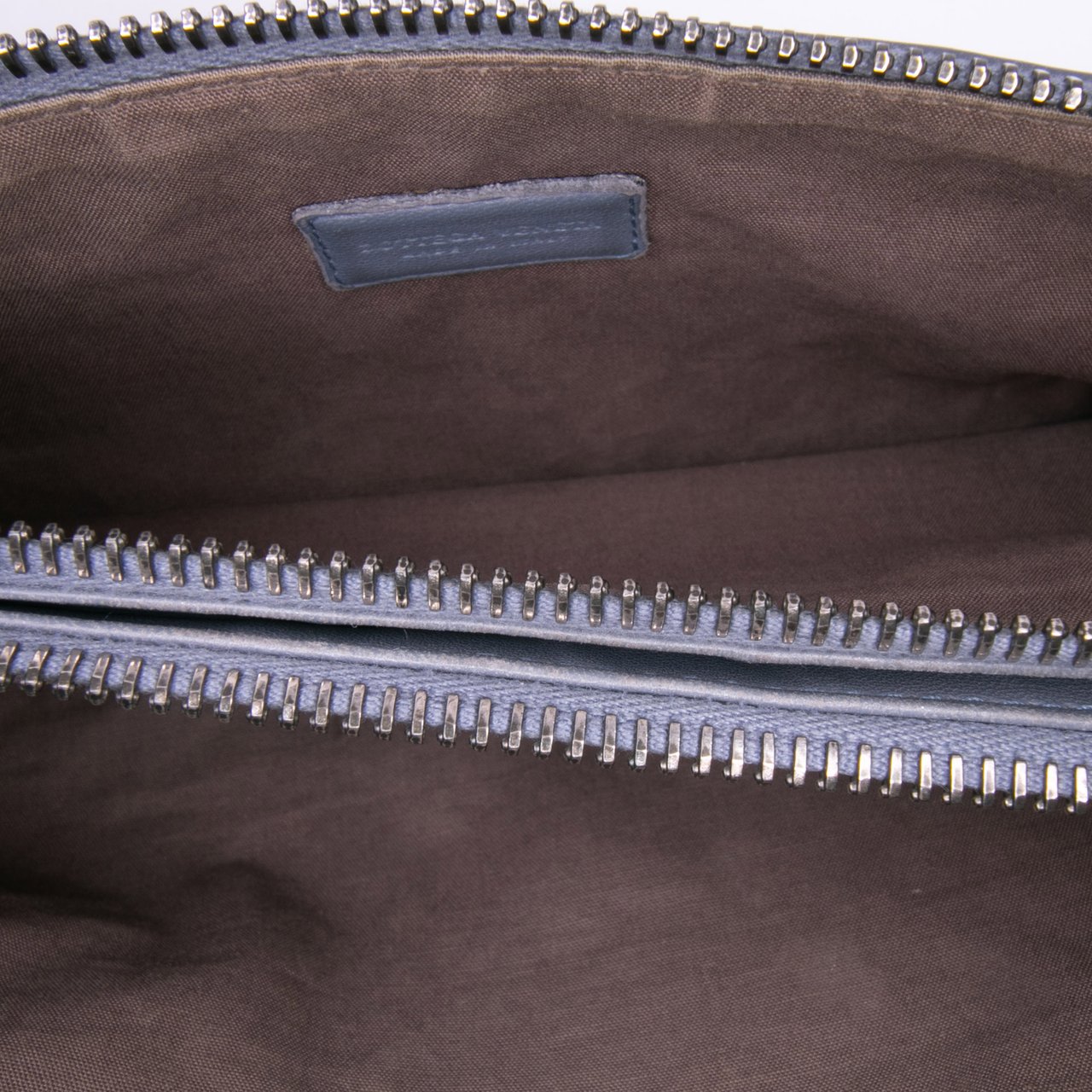 Bottega Veneta Nappa Intrecciato Double Zip Clutch Blauw