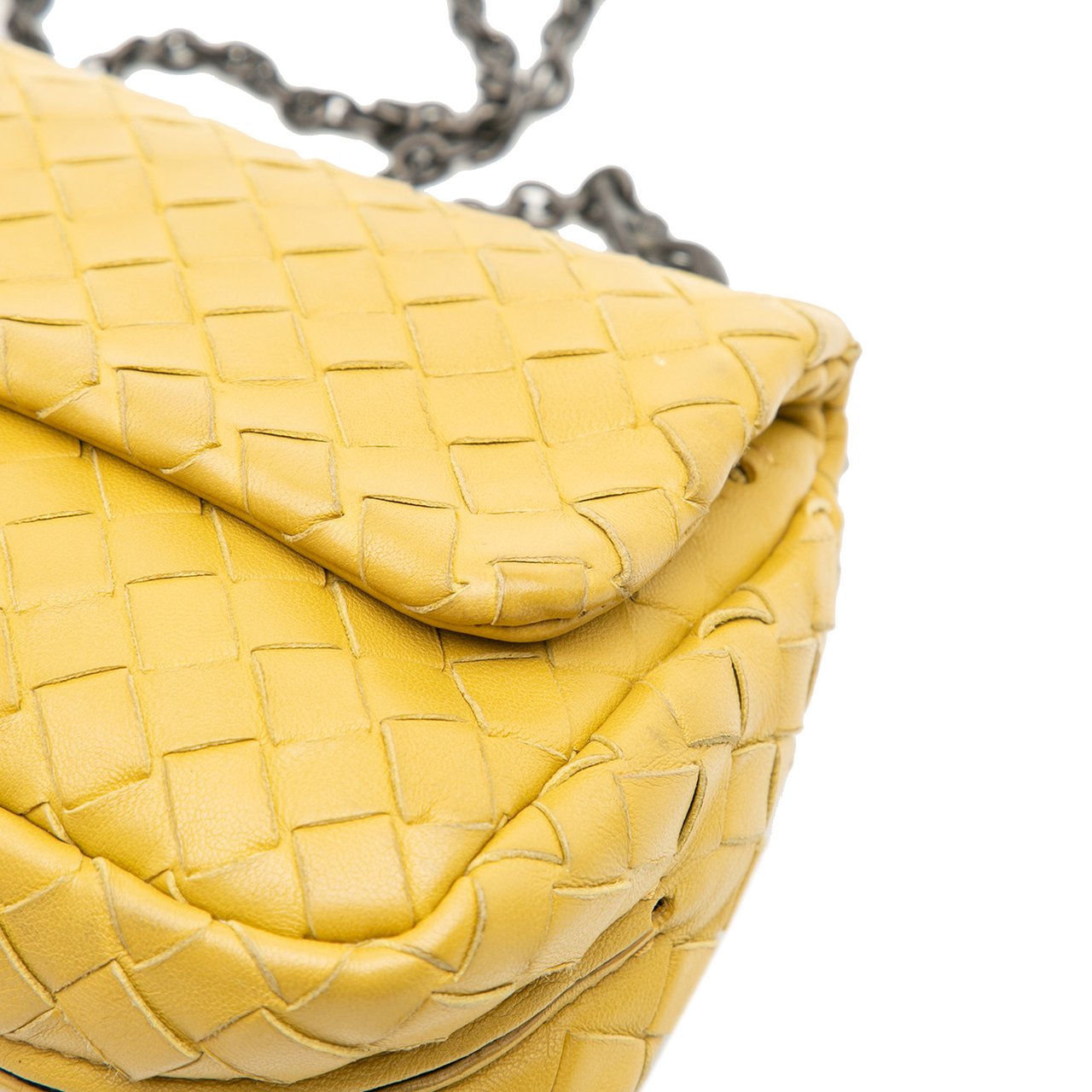 Bottega Veneta Mini Nappa Intrecciato Expandable Chain Flap Crossbody Geel