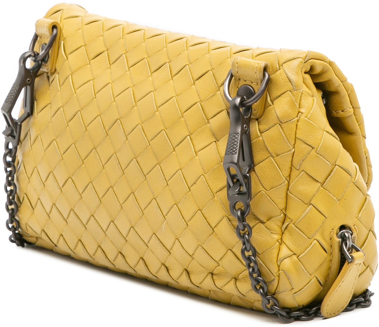 Bottega Veneta Mini Nappa Intrecciato Expandable Chain Flap Crossbody Geel