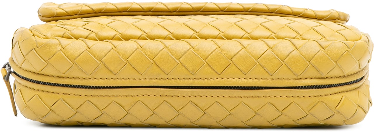 Bottega Veneta Mini Nappa Intrecciato Expandable Chain Flap Crossbody Geel