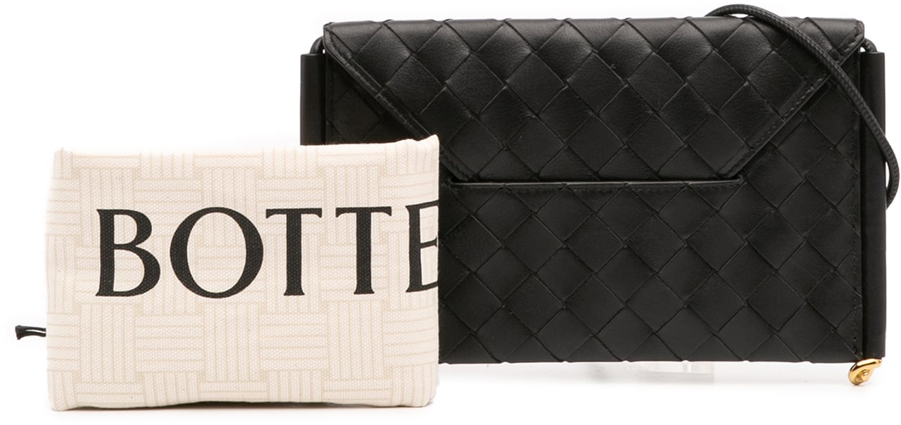 Bottega Veneta Calfskin Intrecciato Solstice Phone Pouch Zwart