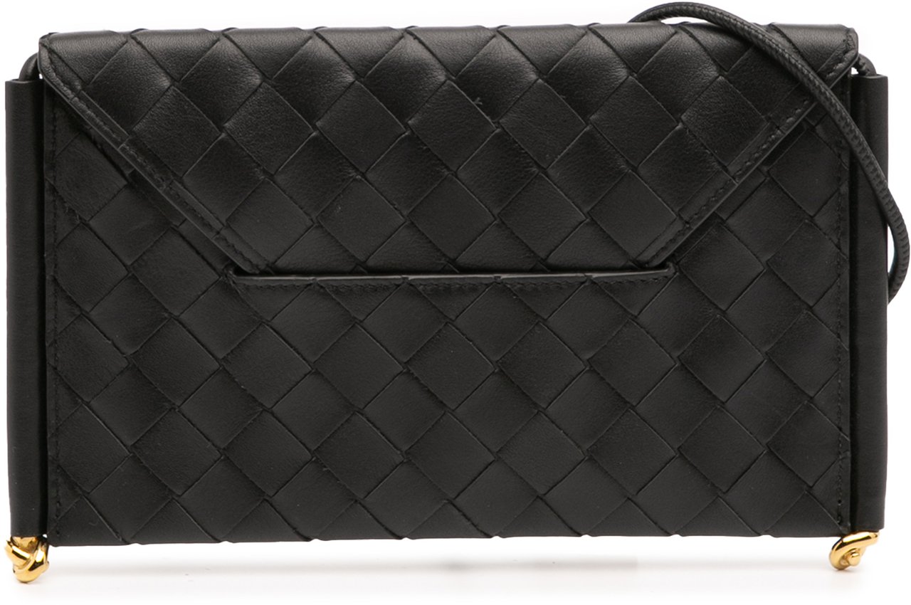 Bottega Veneta Calfskin Intrecciato Solstice Phone Pouch Zwart