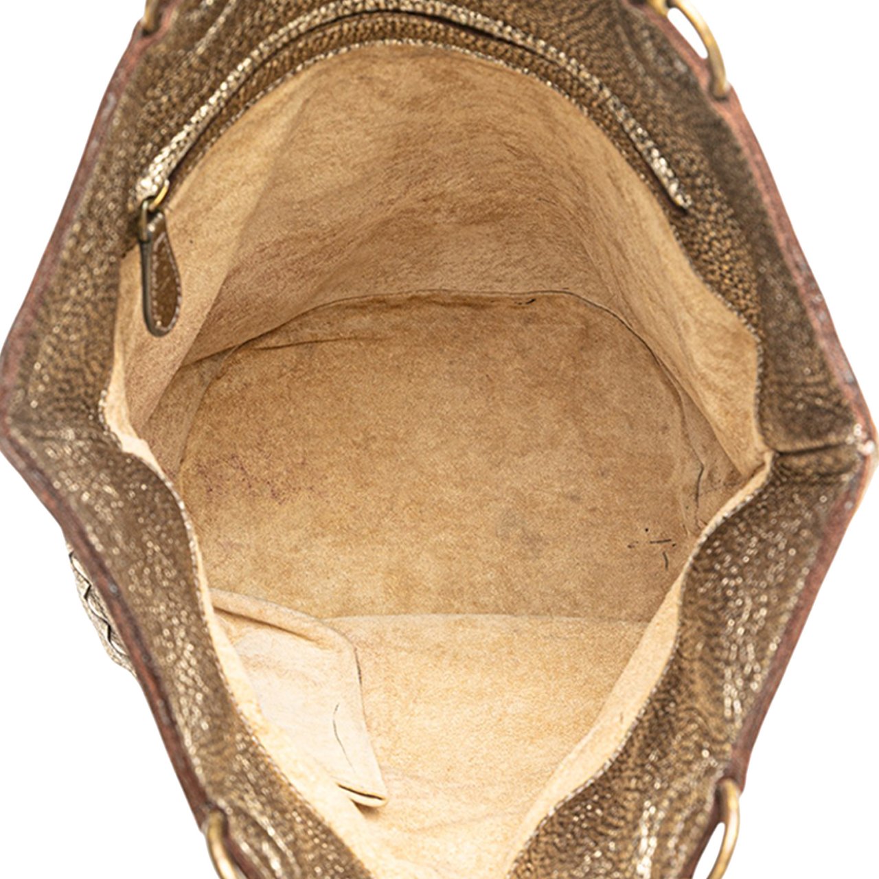 Bottega Veneta Small Metallic Intrecciato Trimmed Cervo Bucket Bag Goud