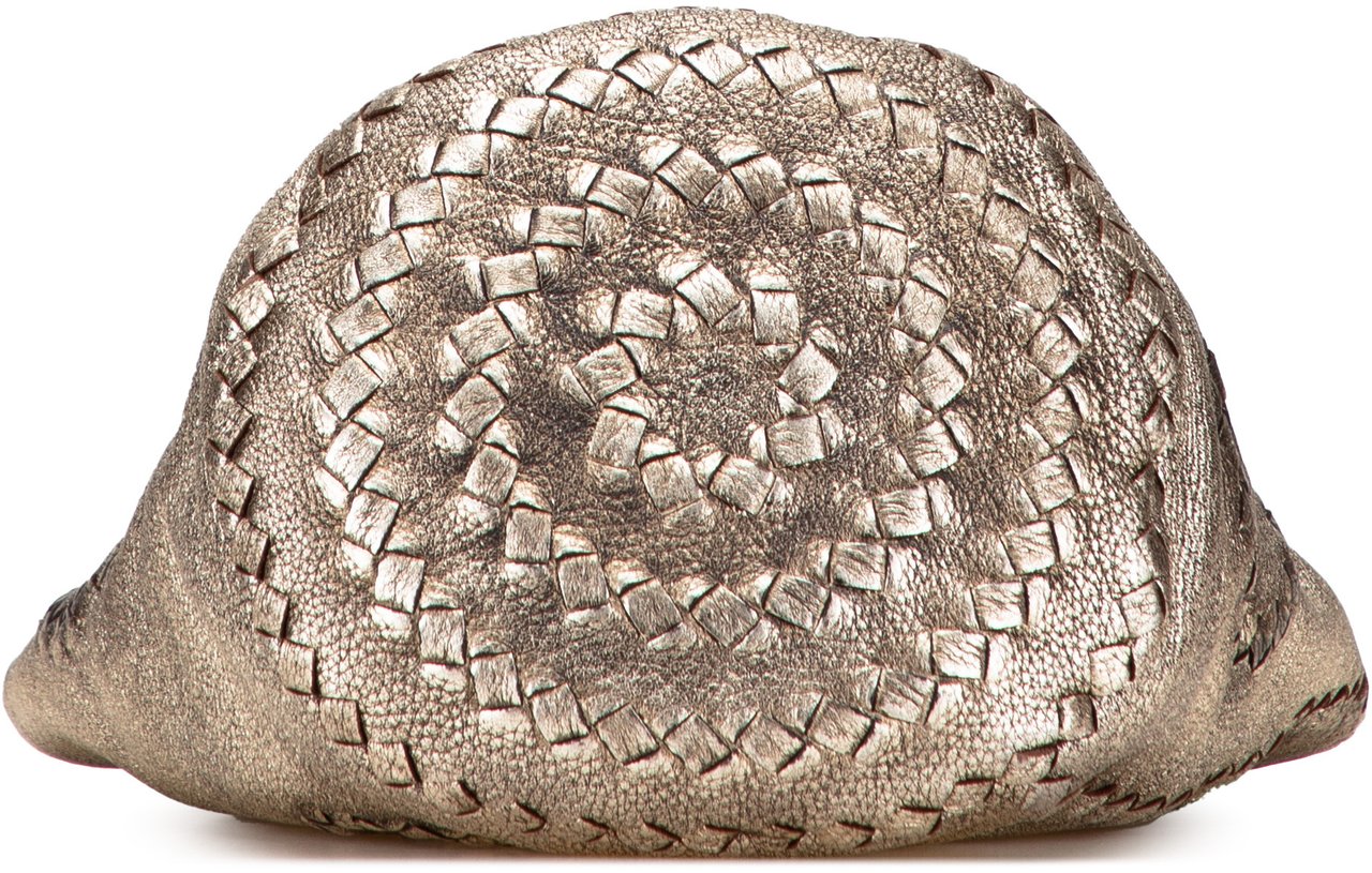 Bottega Veneta Small Metallic Intrecciato Trimmed Cervo Bucket Bag Goud