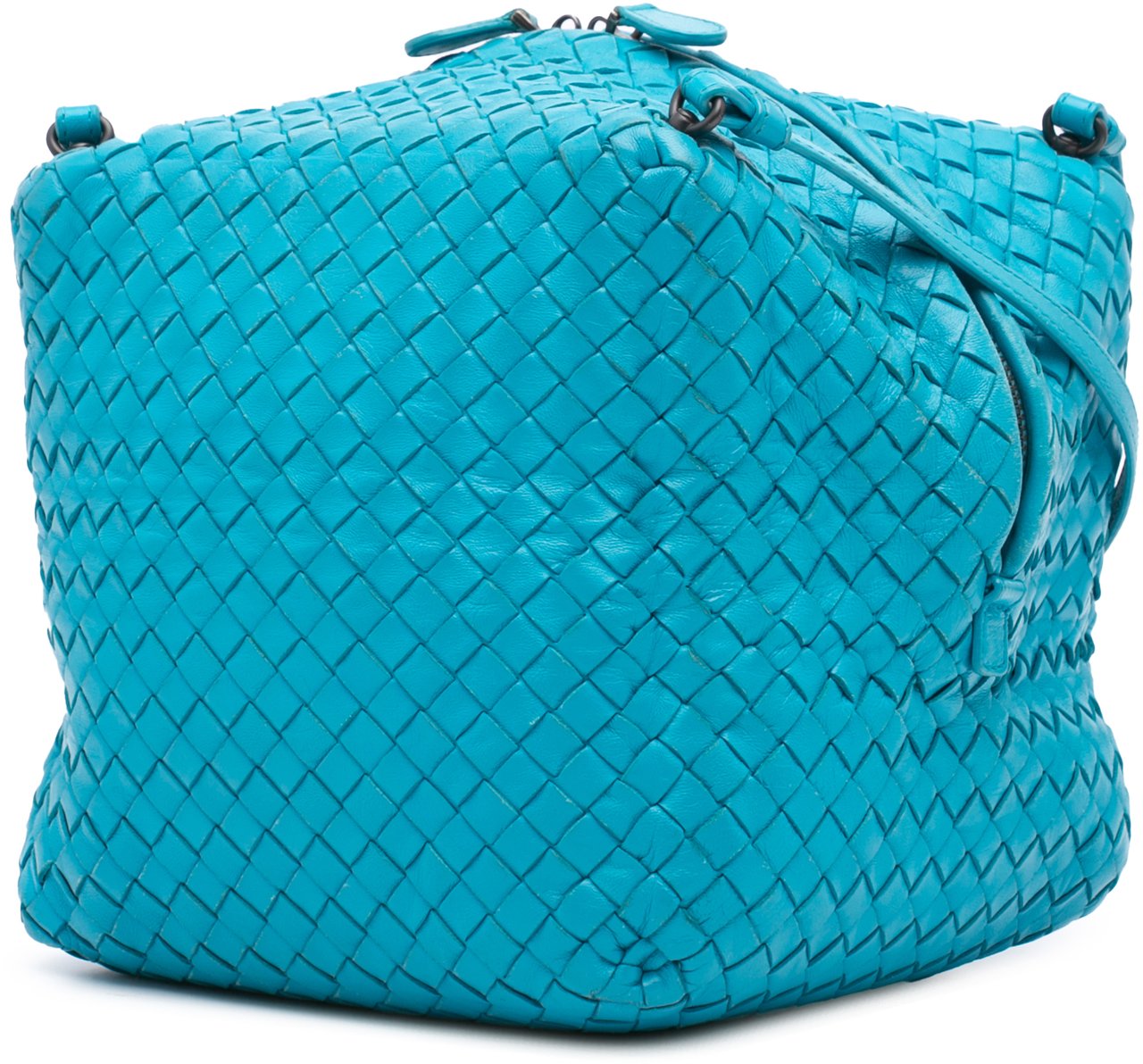 Bottega Veneta Nappa Intrecciato Cube Crossbody Blauw