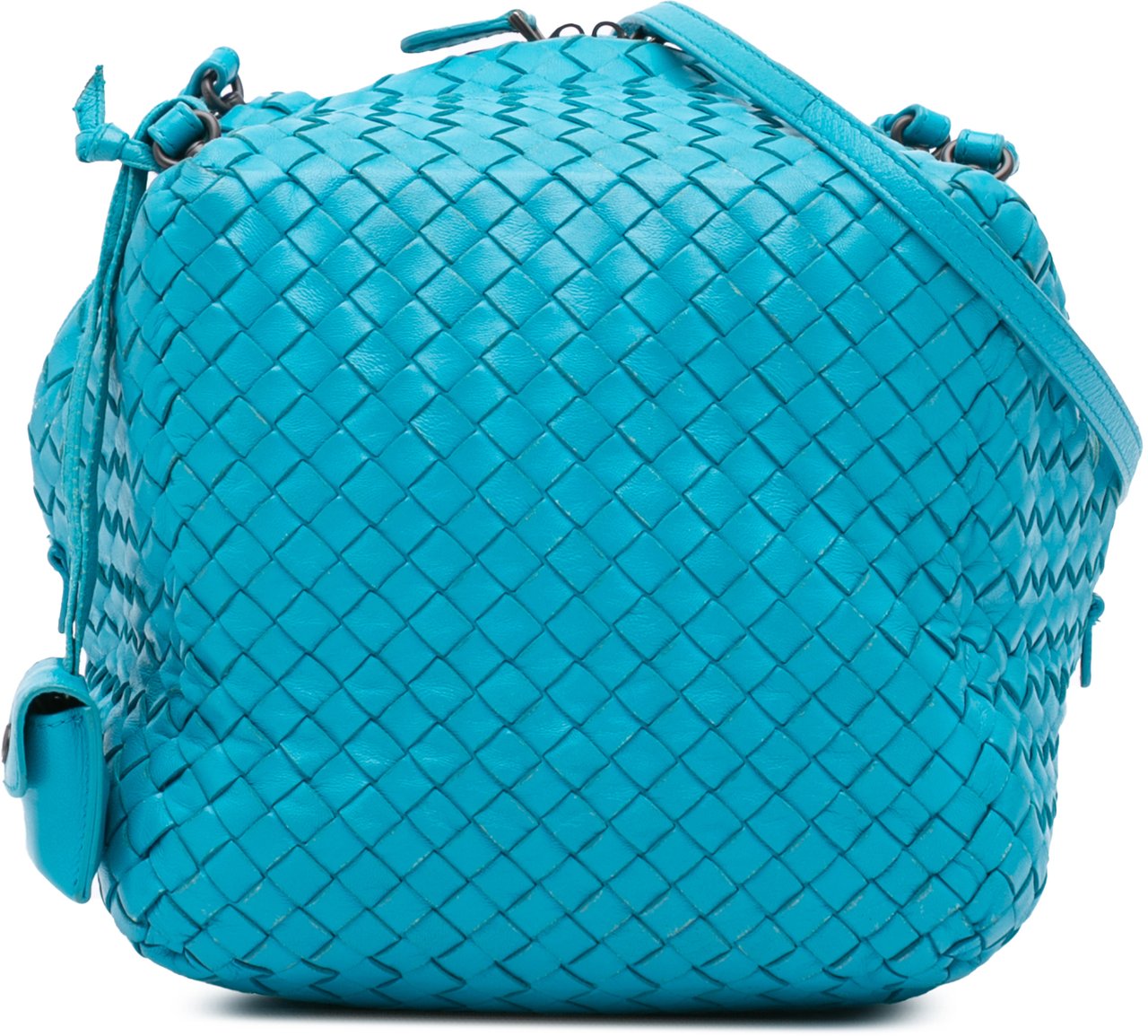 Bottega Veneta Nappa Intrecciato Cube Crossbody Blauw