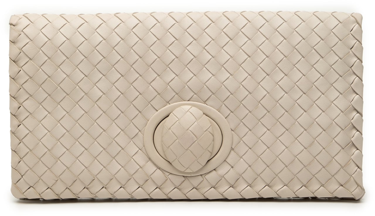 Bottega Veneta Nappa Intrecciato Turn Lock Clutch Bruin