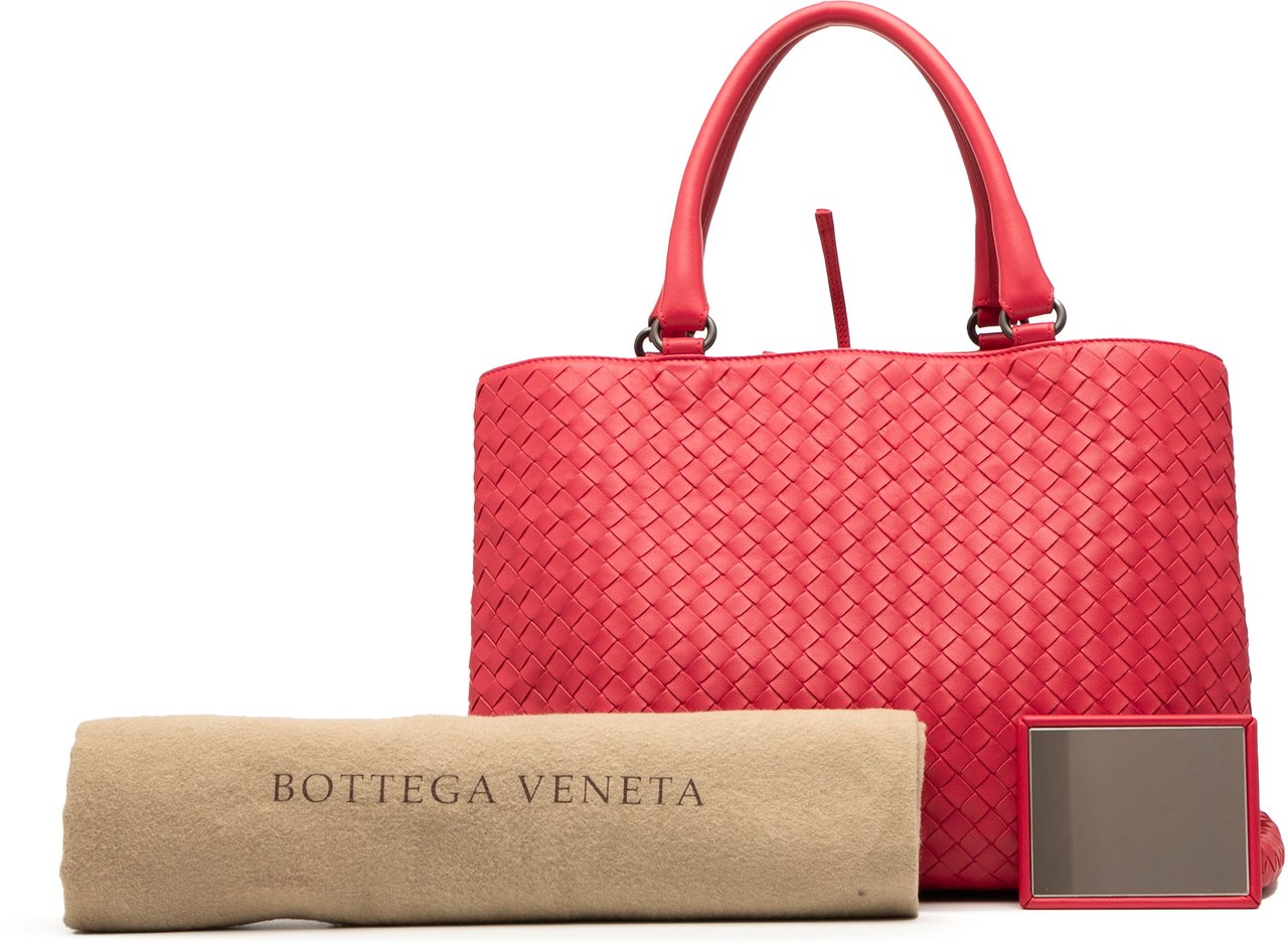 Bottega Veneta Nappa Intrecciato Milano Tote Rood
