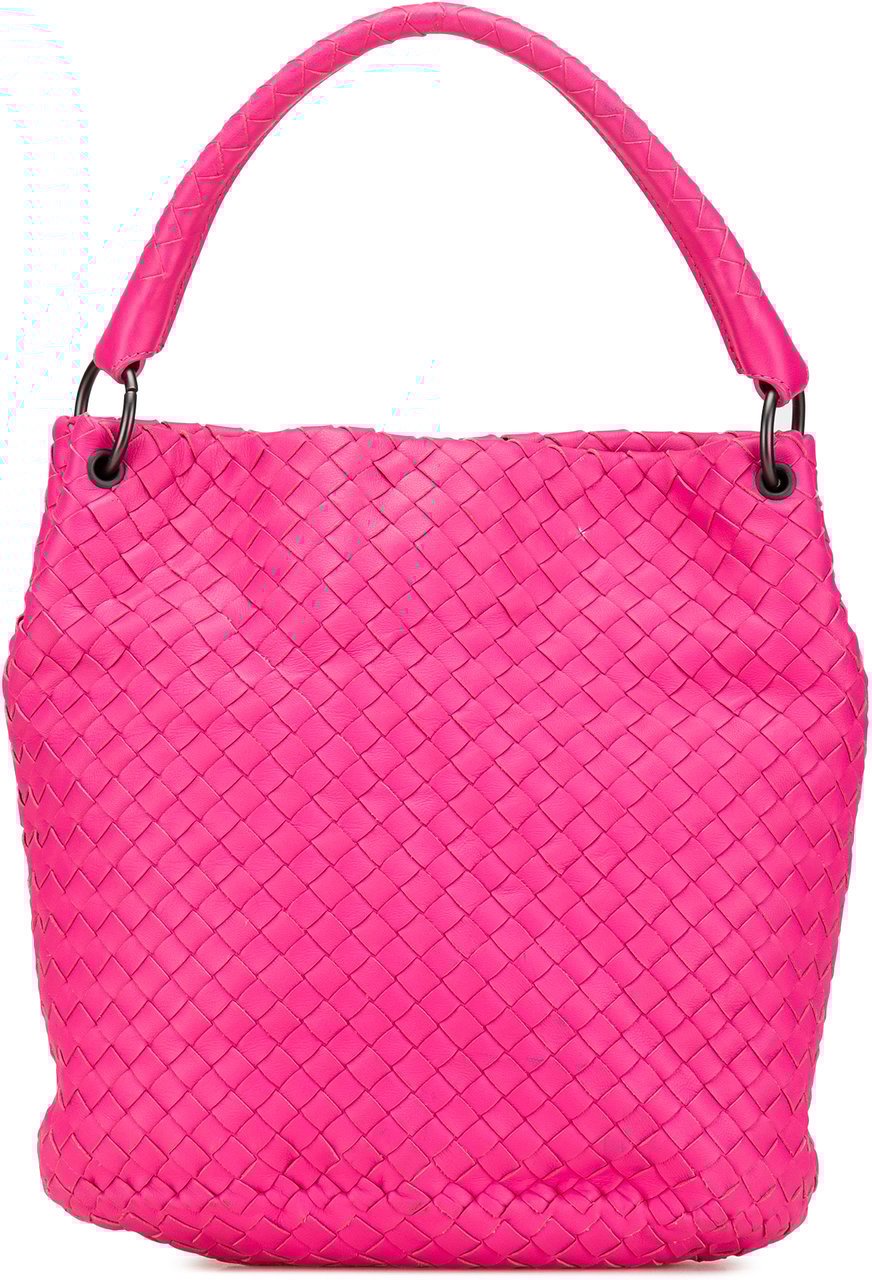 Bottega Veneta Nappa Intrecciato Bucket Bag Roze