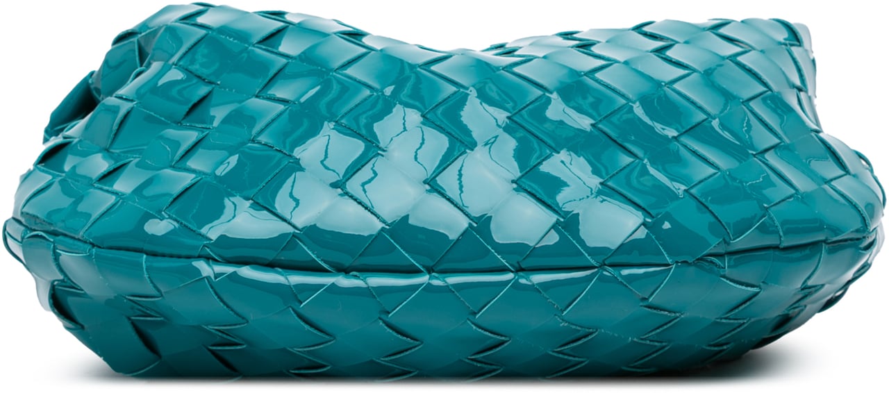 Bottega Veneta Mini Patent Intrecciato Jodie Blauw