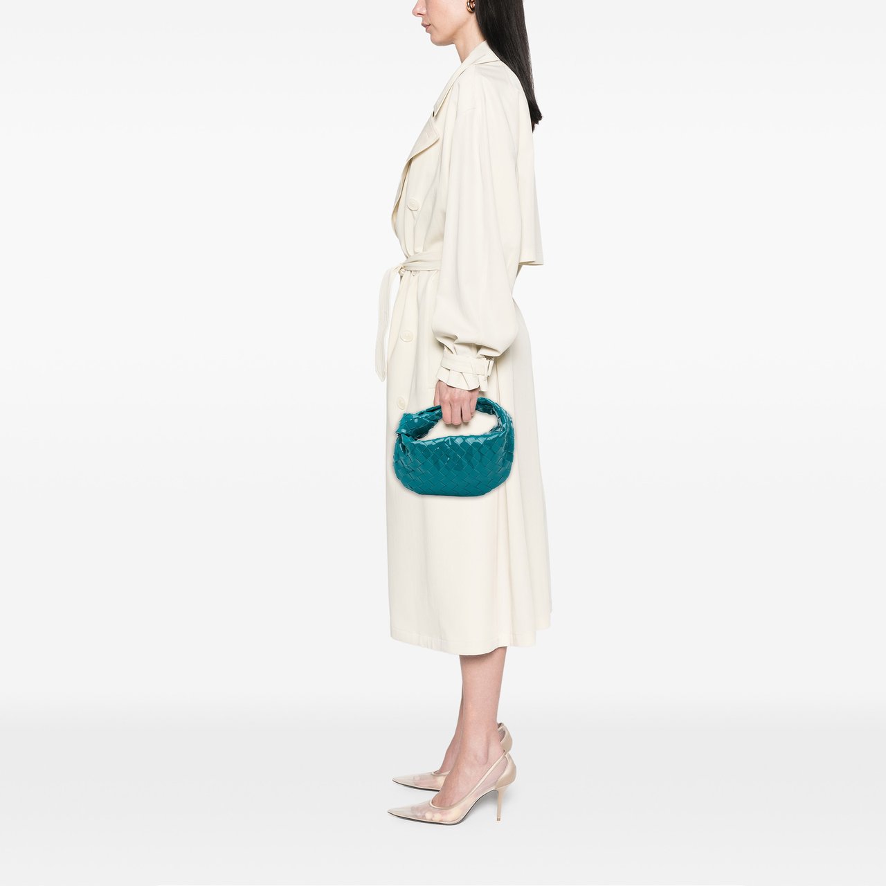 Bottega Veneta Mini Patent Intrecciato Jodie Blauw