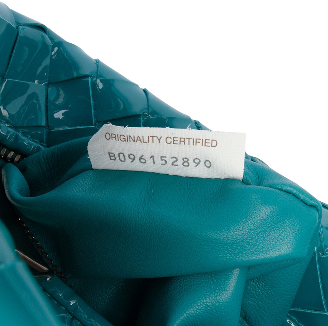 Bottega Veneta Mini Patent Intrecciato Jodie Blauw