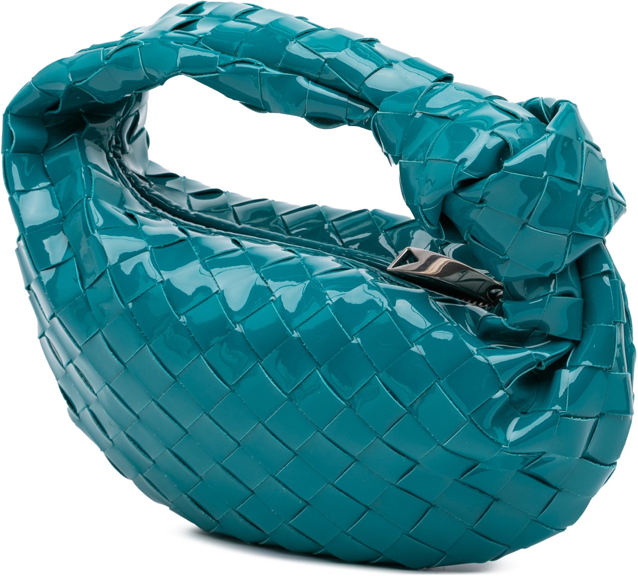 Bottega Veneta Mini Patent Intrecciato Jodie Blauw