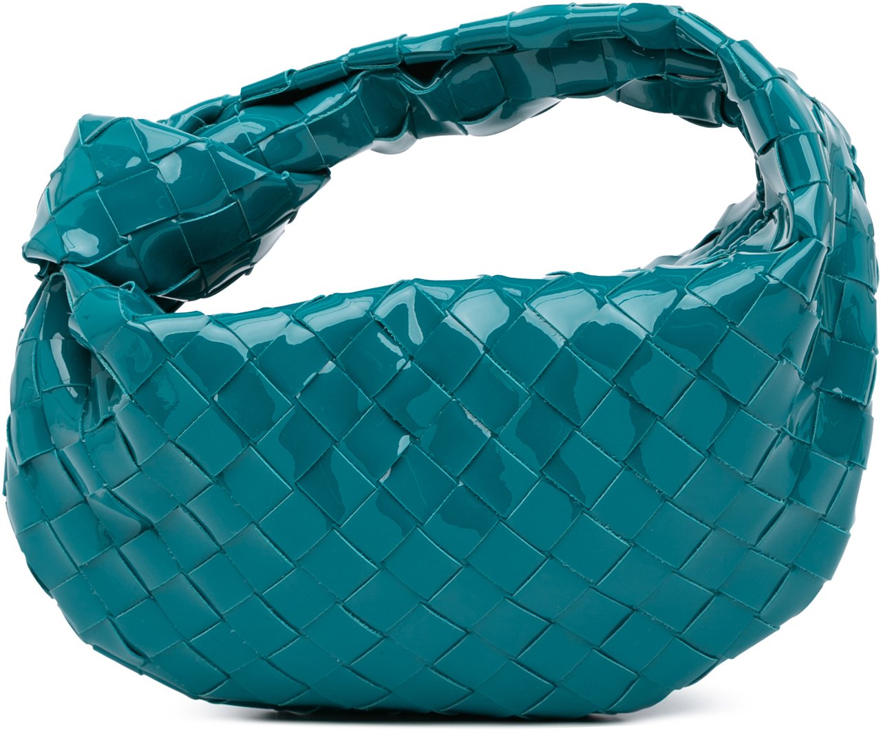 Bottega Veneta Mini Patent Intrecciato Jodie Blauw