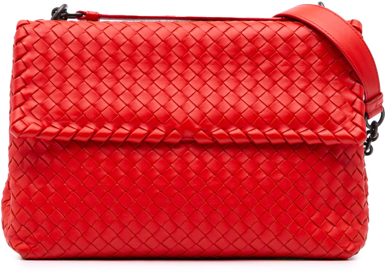 Bottega Veneta Large Nappa Intrecciato Olimpia Shoulder Bag Rood