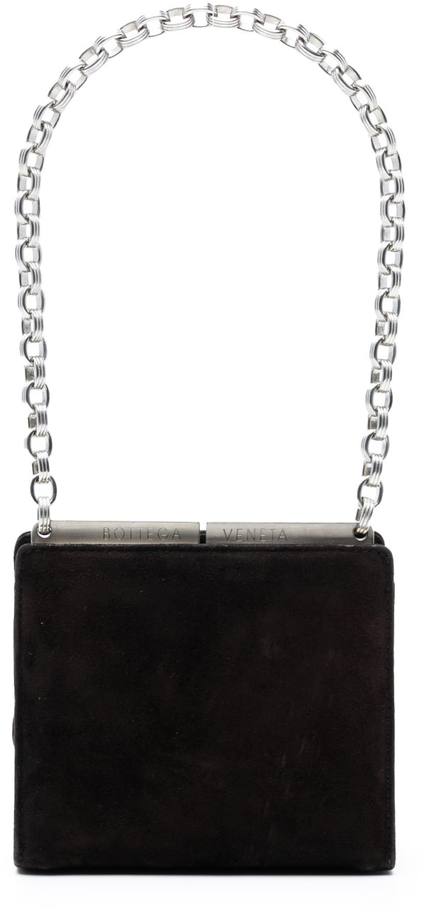 Bottega Veneta Suede Frame Clutch on Chain Bruin