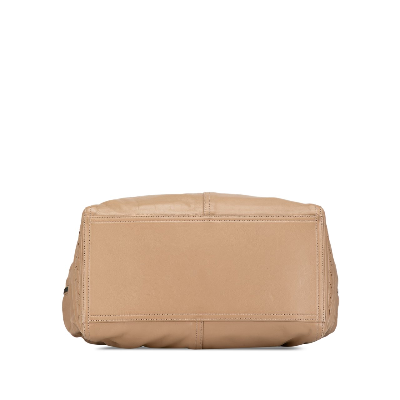 Bottega Veneta Intrecciato Trimmed Calfskin Handbag Bruin