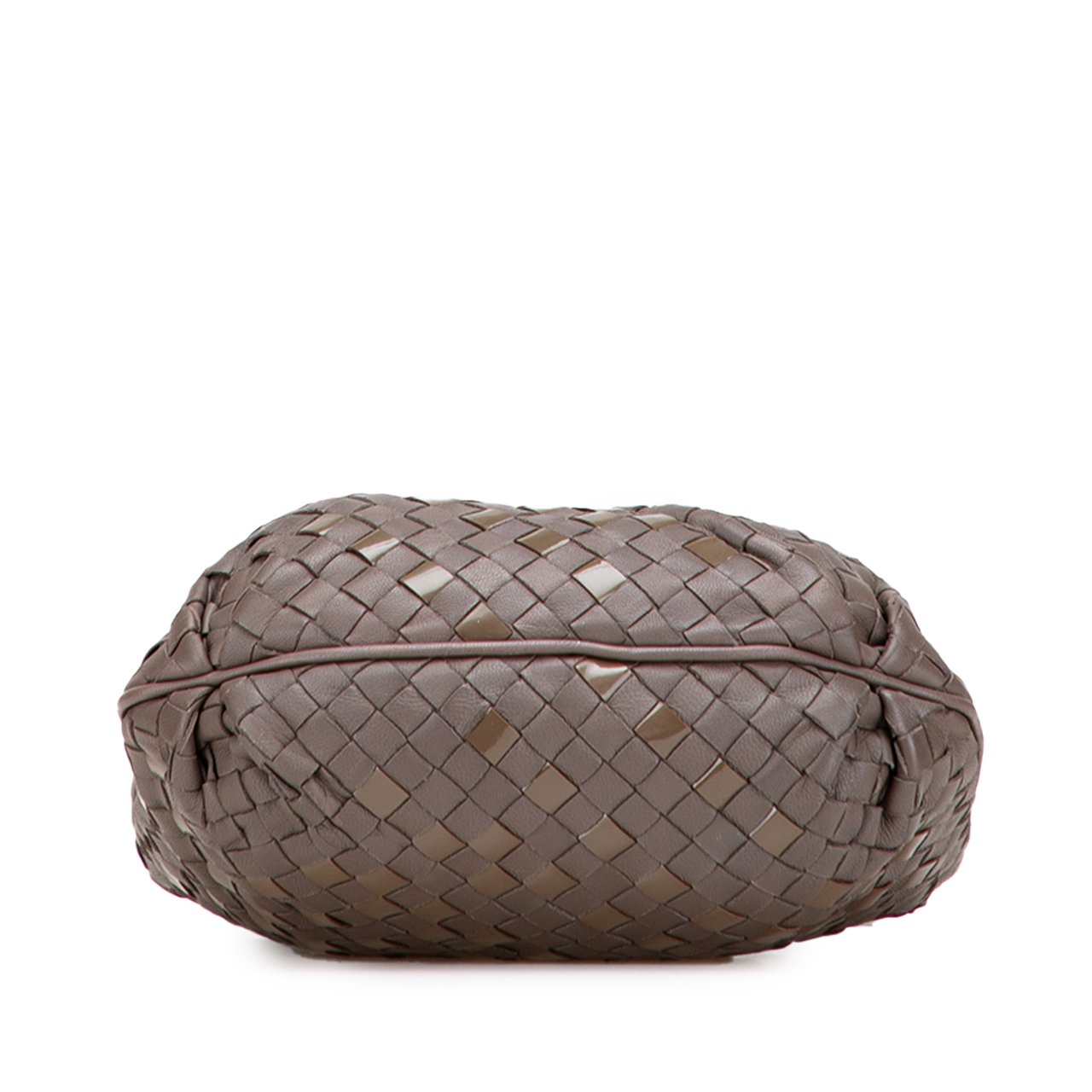 Bottega Veneta Nappa and Patent Intrecciato Crossbody Bruin