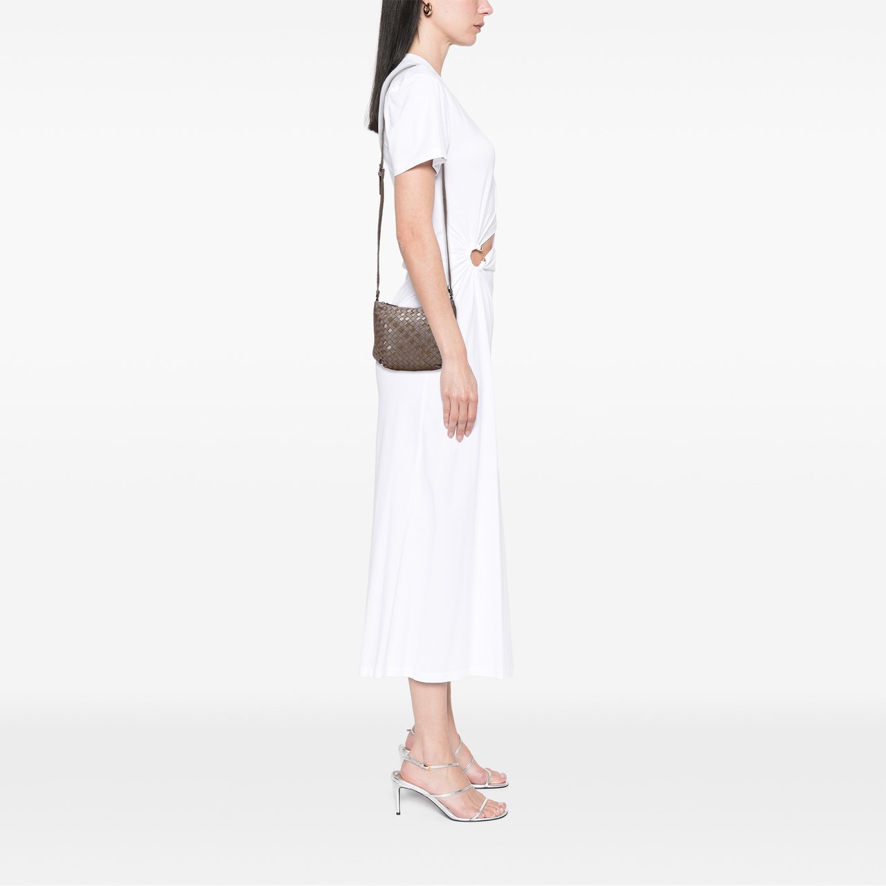 Bottega Veneta Nappa and Patent Intrecciato Crossbody Bruin