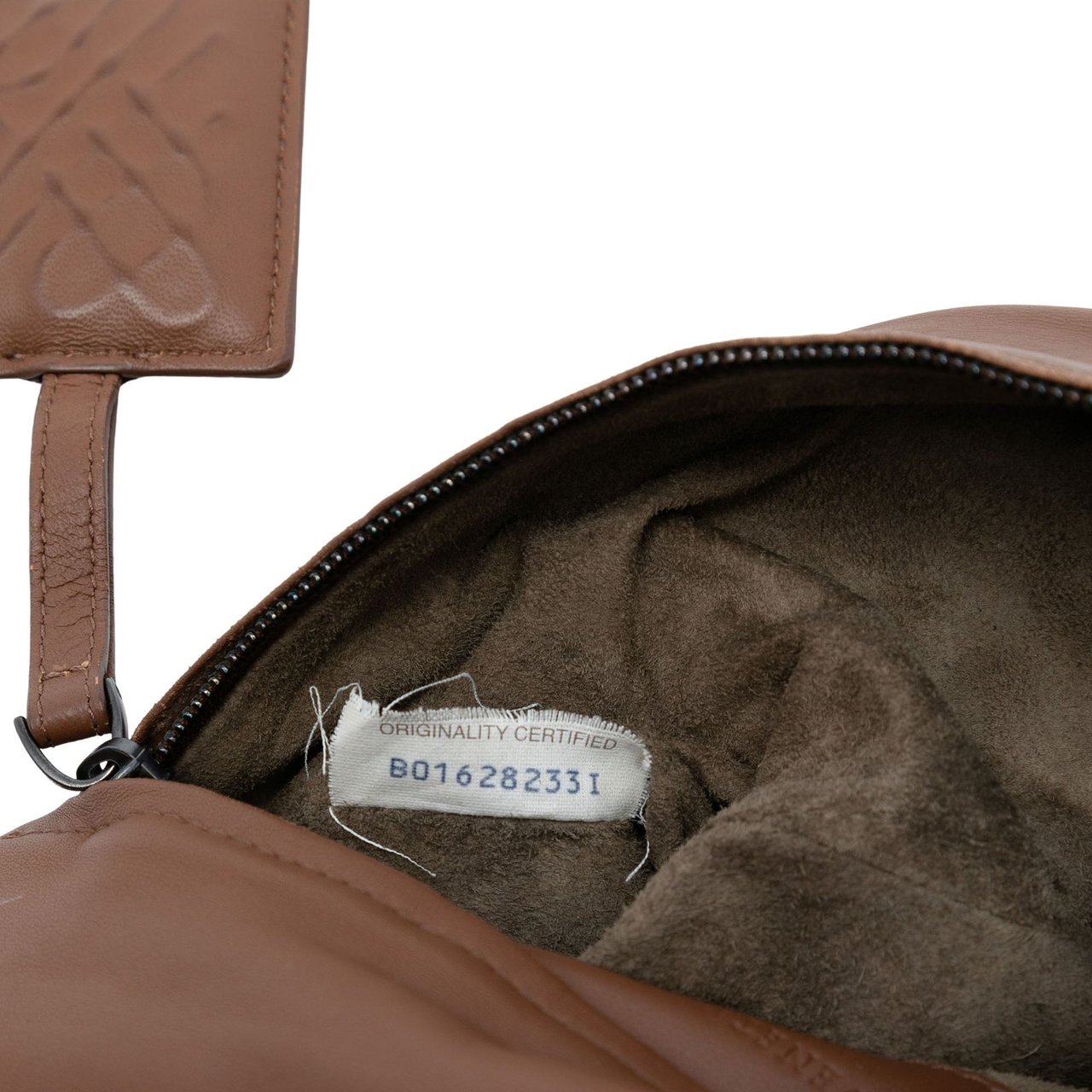 Bottega Veneta Nappa Embossed Intrecciato Turnlock Clutch Bruin