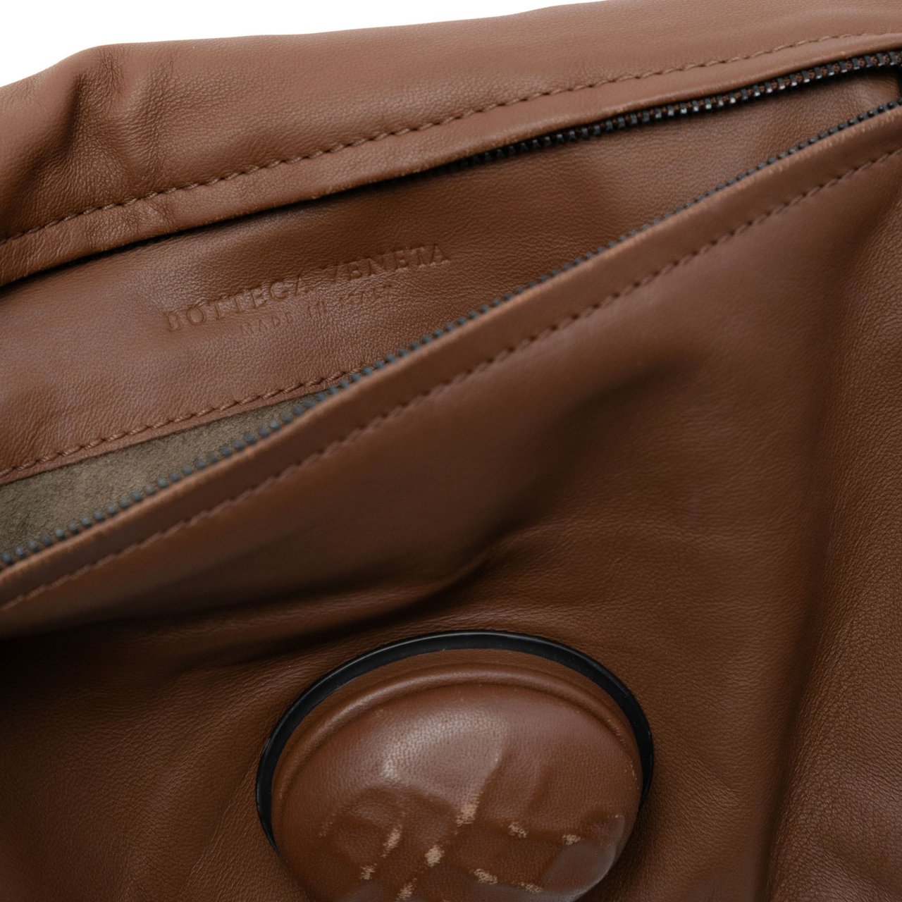 Bottega Veneta Nappa Embossed Intrecciato Turnlock Clutch Bruin