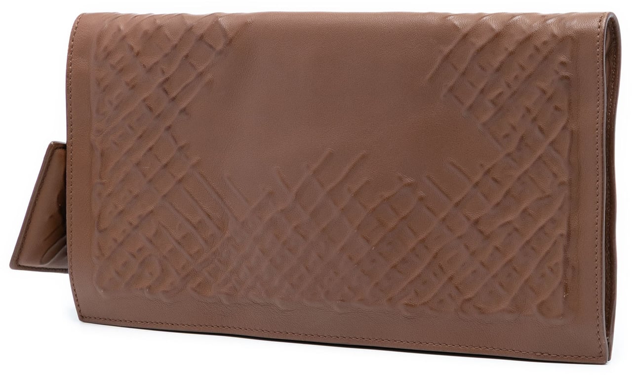 Bottega Veneta Nappa Embossed Intrecciato Turnlock Clutch Bruin
