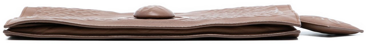 Bottega Veneta Nappa Embossed Intrecciato Turnlock Clutch Bruin