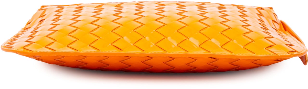 Bottega Veneta Brushed Calfskin Intrecciato Cradle Fold Over Shoulder Bag Oranje