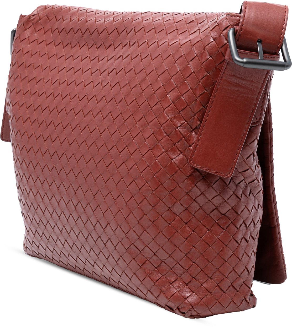 Bottega Veneta Nappa Intrecciato Flap Crossbody Rood